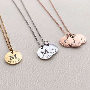 Initial Date Disc Necklace